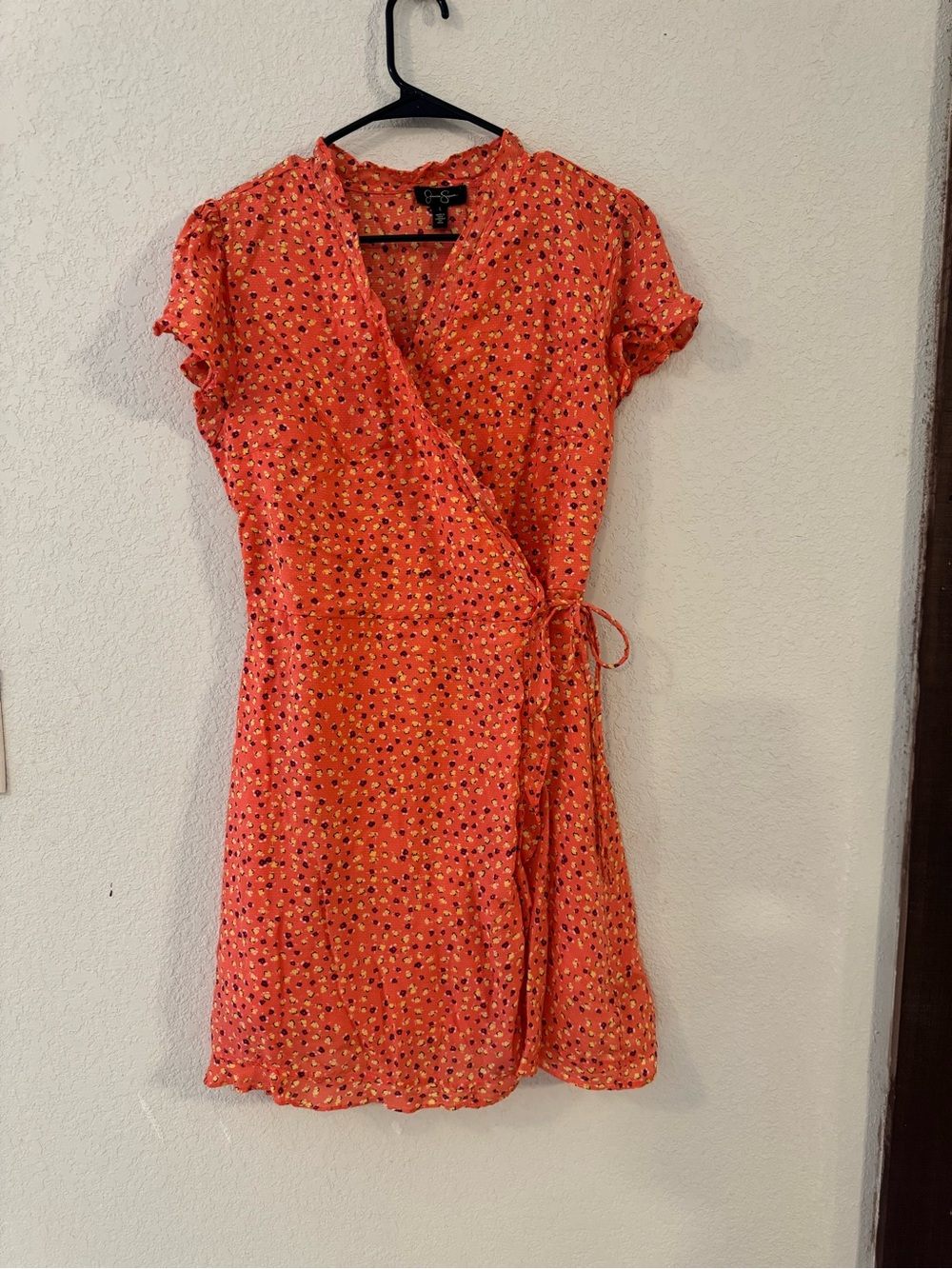 Jessica Simpson Coral Orange Floral Wrap Dress